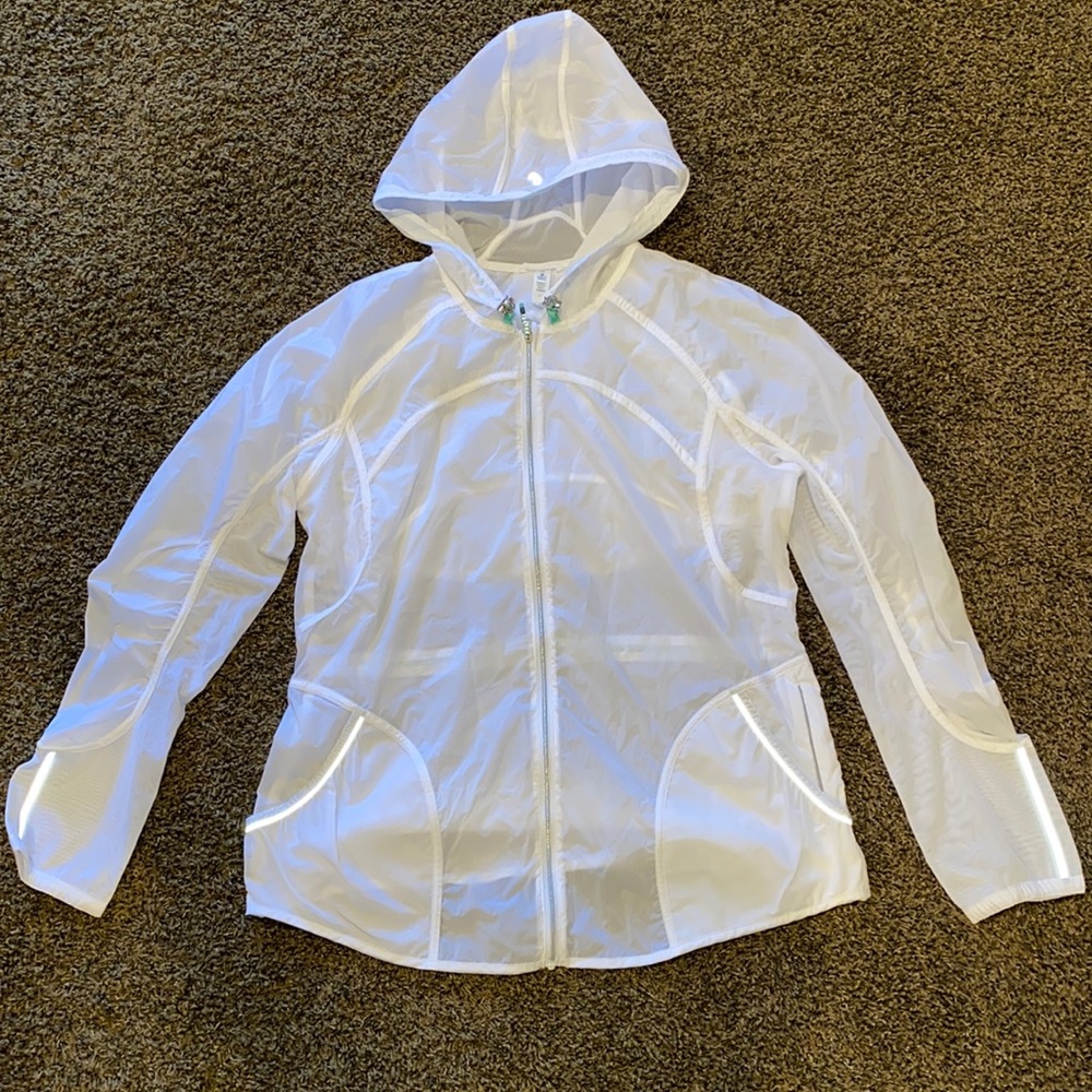 White Lululemon Windbreaker with Teal details
